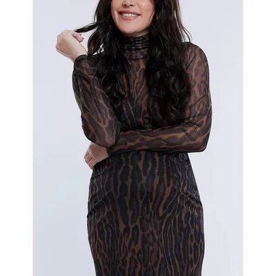 Target Women's Long Sleeve Bodycon Mesh Maternity Top - Animal - Size: X Small - Motherhood Maternity