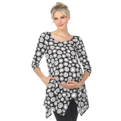 Target Maternity Printed Tunic Top Black  Small -White Mark