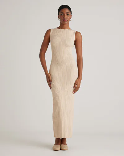 Quince Cotton Cashmere Ribbed Sleeveless Midi Dress