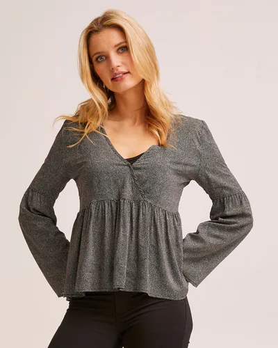 Peachy Mama Black Printed Bell Sleeve Nursing Top