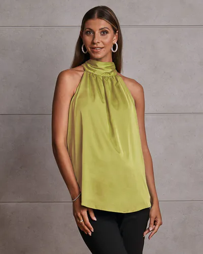 Angel Maternity Gisele Halter Neck Maternity Evening Top - Citrine