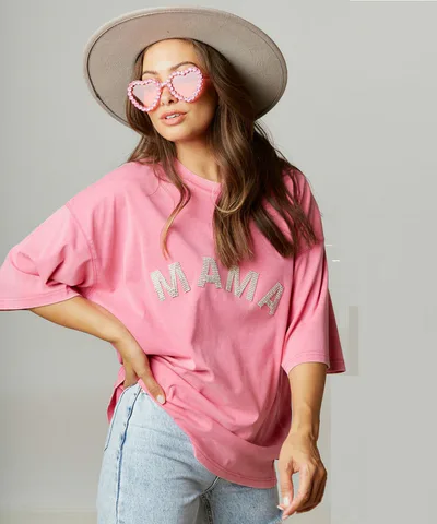 Bump City The Mama Rhinestone Oversized Tee