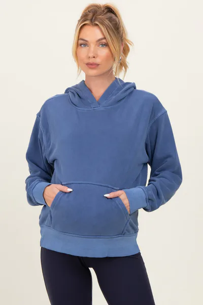 PinkBlush Navy Soft Fleece Maternity Pocket Hoodie