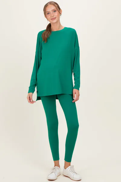 PinkBlush Emerald Brushed Knit Oversized Top and Legging Maternity Set