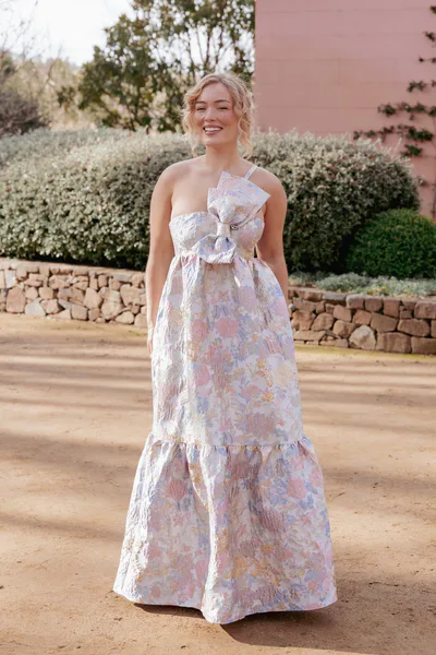 Petal & Pup Betina Bow Front Maxi Dress - Pale Blue Floral