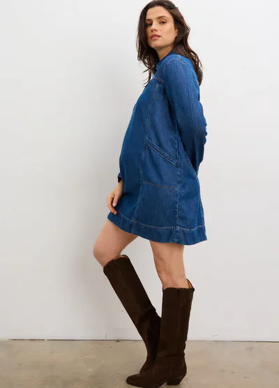 HATCH The Drapey Denim Mini Dress