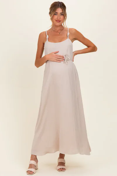 PinkBlush Papyrus Sleeveless Flower Belt Maxi Dress