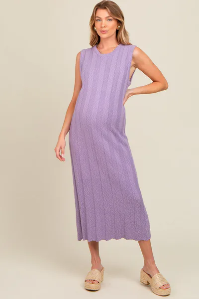PinkBlush Lavender Ribbed Knit Sleeveless Maternity Dress