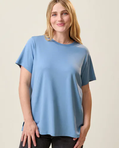 Kindred Bravely Pima Cotton Side Zip Maternity & Nursing T-shirt | Vintage Blue