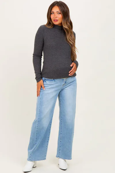 PinkBlush Light High Rise Crop Length Barrel Maternity Jeans