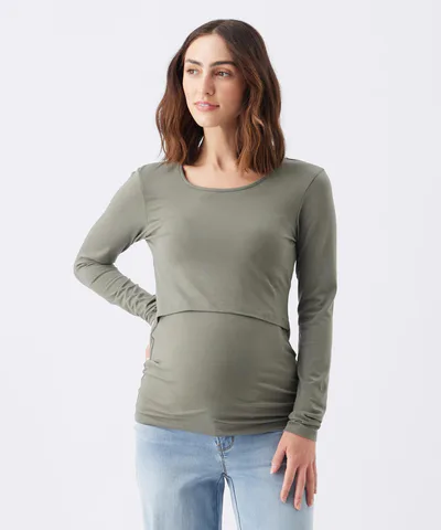 Bump City The Daphne Organic Cotton Nursing Top (Moss)