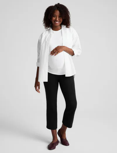 Beyond Yoga Ponte Maternity Cropped Flare Pants