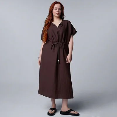 Kohl's Plus Size Simply Vera Vera Wang Drawstring Midi Dress
