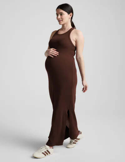 Beyond Yoga Ribbed High Neck Maxi Dress