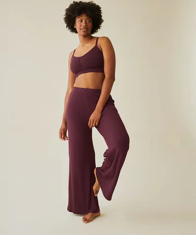 Bump City Cozyknit Wide Leg Lounge Pant (Deep Burgundy)