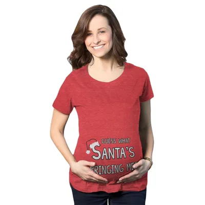 Target Maternity Guess What Santa Bringing Pregnancy Announcement Funny Christmas Shirt - Crazy Dog Maternity T Shirt Gift For Christmas Red S