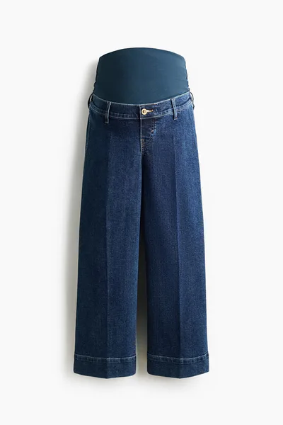H&M MAMA Wide-Leg High-Waist Ankle Jeans