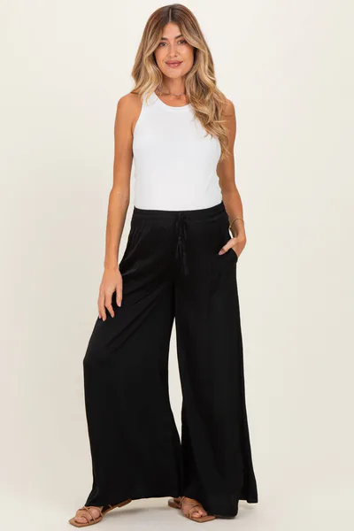 PinkBlush Black Palazzo Wide Leg Maternity Pants