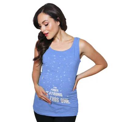 Target Maternity Tank Top The Force Is Strong With This One Funny SciFi Pregnancy Tank - Crazy Dog  with Fun Design Light Blue XL