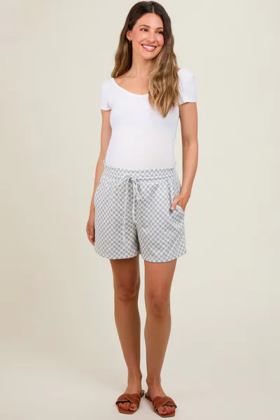 PinkBlush Grey Checkered Maternity Shorts