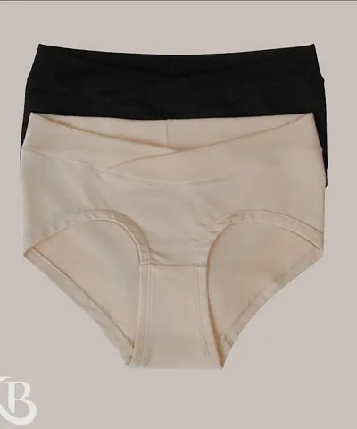 Bump City Bamboo Maternity & Postpartum Panties - 2 Pack Black & Beige