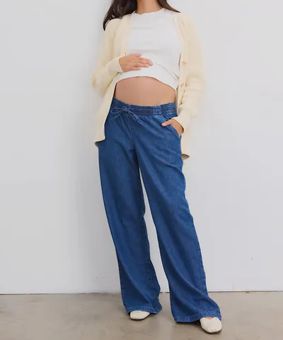 Bump City HATCH: The Drapey Denim Wide Leg Maternity Pant