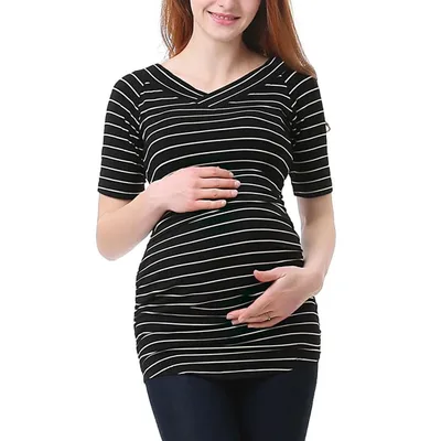 Target Pokkori Stripe Ruched Maternity Top Black Small
