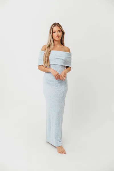 Worth Collective Brit Maxi Dress in Dusty Blue - Bump Friendly