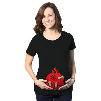 Target Maternity Christmas Ornament Baby Pregnancy Annoucement Gender Reveal Cute Top - Crazy Dog Maternity T Shirt Gift For Christmas Black S