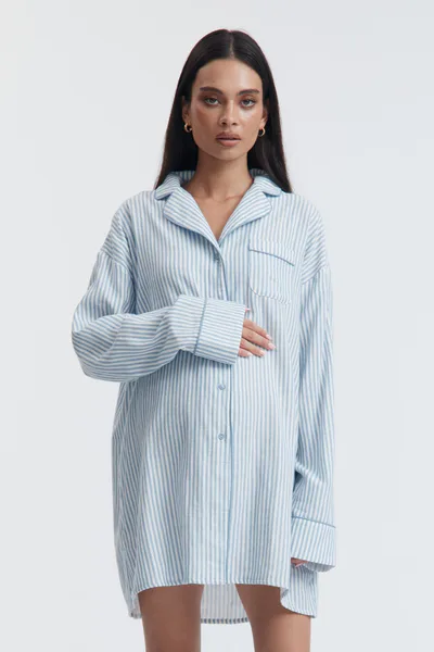 Legoe Heritage Stripe Sleep Dress (White/Ocean)