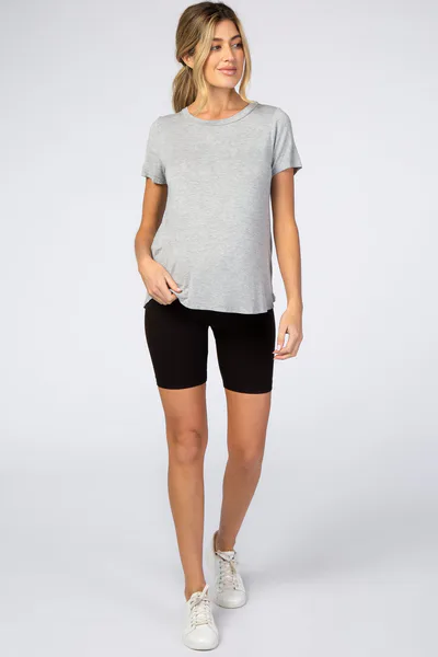 PinkBlush Black Ribbed Maternity Bike Shorts