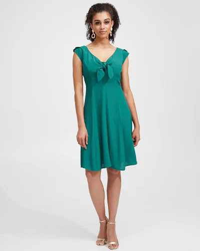 Peachy Mama Tie Front Nursing Dress - Evergreen