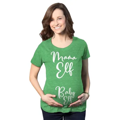 Target Maternity Mama Elf Baby Elf Pregancy T Shirt Cute Christmas Tee - Crazy Dog Maternity T Shirt Gift For Christmas Green XL