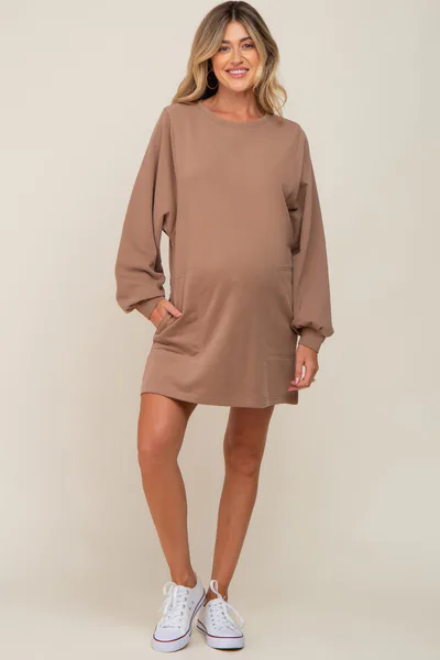 PinkBlush Mocha Ultra Soft Maternity Sweatshirt Dress