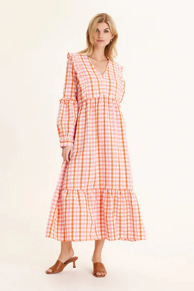 For The Creators Iona Check Maxi Dress