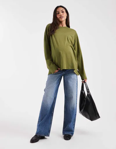 ASOS long sleeve T-shirt in khaki