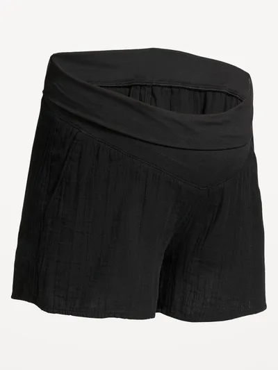 Old Navy Maternity Foldover-Waist Relaxed Pull-On Crinkle Gauze Shorts