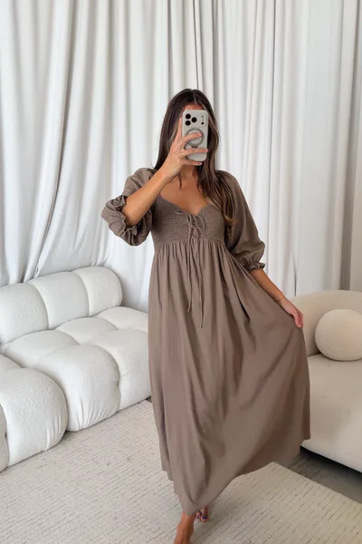 Worth Collective Cecilia Maxi Dress in Taupe - Bump Friendly *8/17 PRE-ORDER*