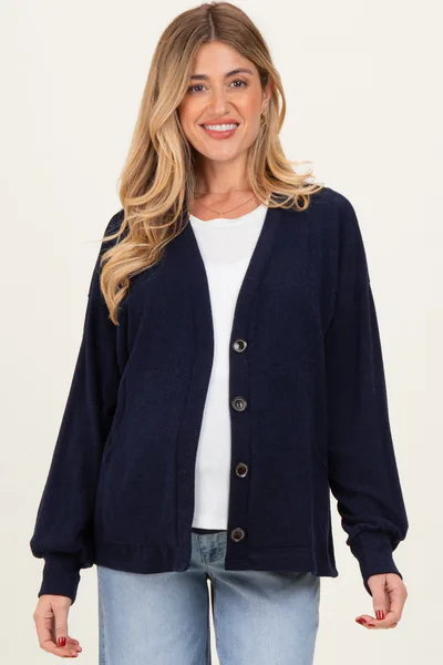 PinkBlush Navy Knit Button Front Maternity Cardigan