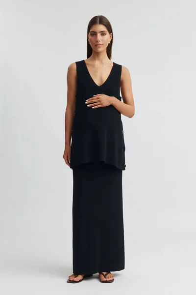 Legoe Heritage Crepe Knit Maxi Skirt
