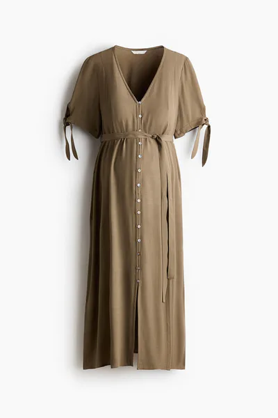 H&M MAMA Tie-Belt Viscose Dress