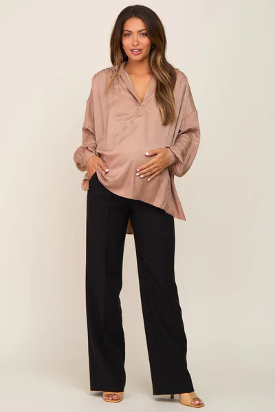 PinkBlush Black Straight Leg Maternity Dress Pants