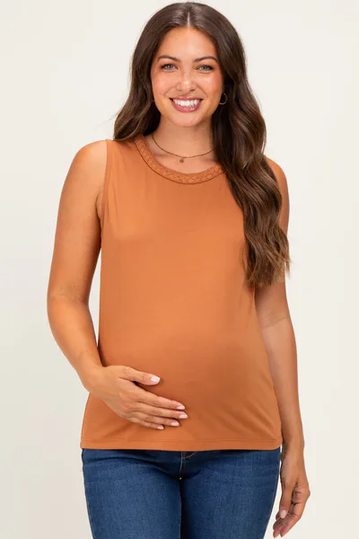 PinkBlush Clay Braided Neckline Maternity Tank