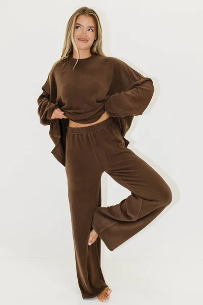 Worth Collective Campbell Fleece Lounge Pants in Chestnut