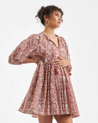 Ripe Maternity Cali Nursing Dress  Amber / White