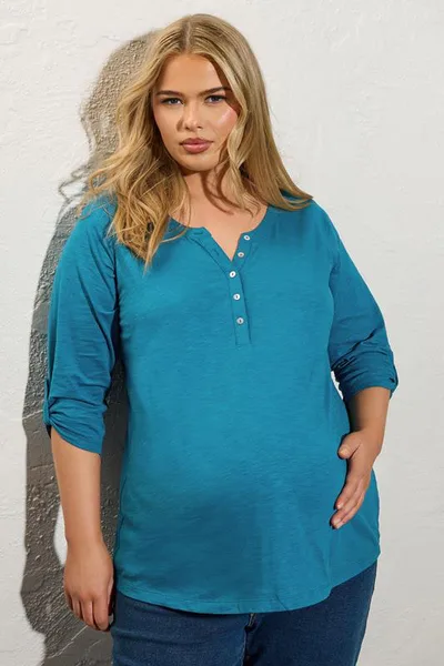 Yours Clothing BUMP IT UP MATERNITY Blue Slub Jersey Top