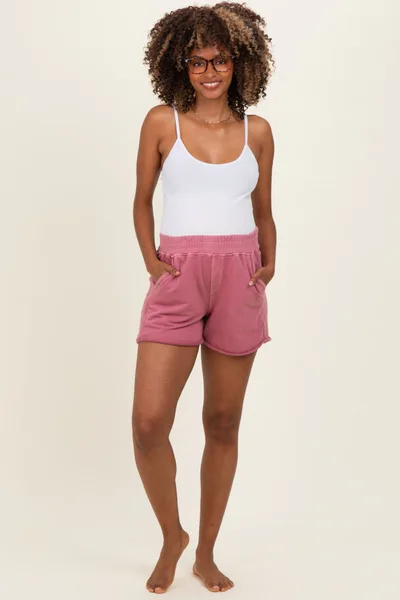 PinkBlush Berry Mineral Wash Terry Maternity Short