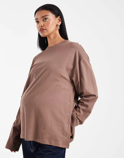 ASOS Nursing long sleeve T-shirt in chocolate