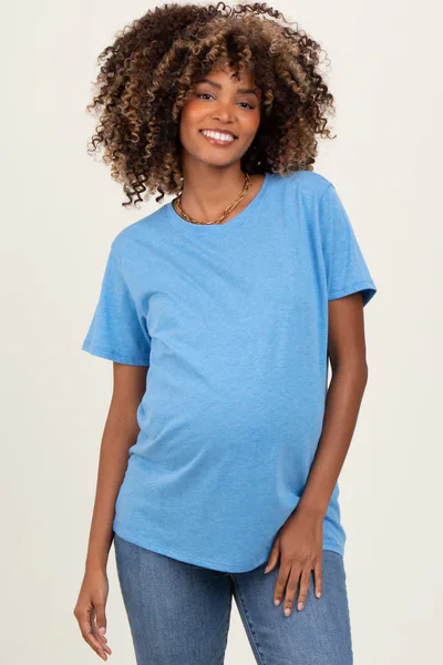 PinkBlush Blue Basic Maternity Tee