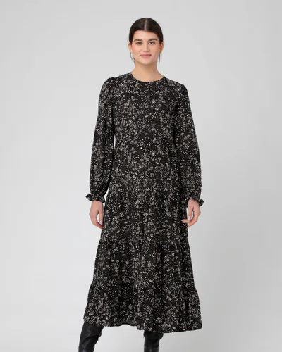 Ripe Maternity Trixie Tiered Dress  Black / Natural